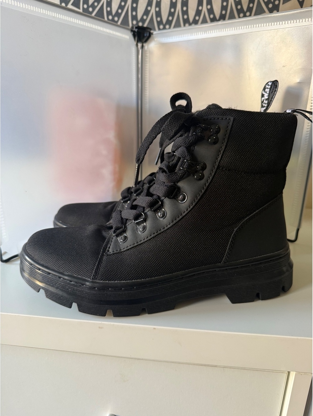 Dr. Martens Combs W Black Canvas Combat Boots Women’s 9